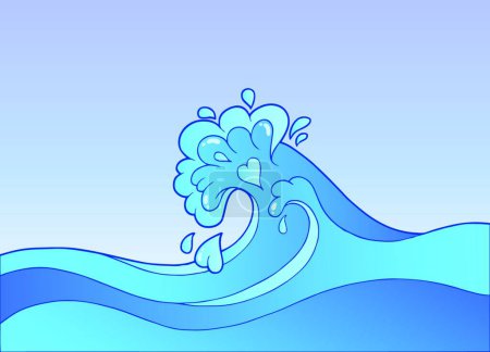 Téléchargez les illustrations : Illustration vectorielle d'onde d'eau de dessin animé - en licence libre de droit