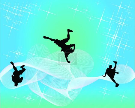Illustration for "Silhouettes of streetdancers, graphic vector illustration - Royalty Free Image