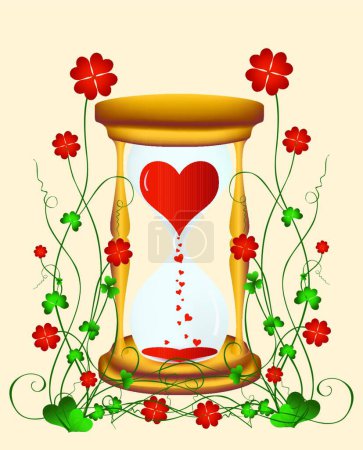 Illustration for Heart in sandglass, graphic vector illustration - Royalty Free Image
