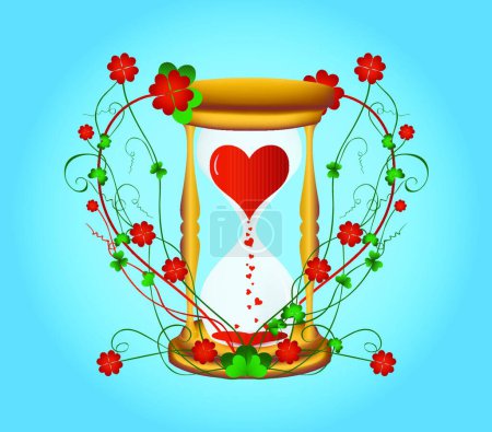 Illustration for Heart in sandglass, graphic vector illustration - Royalty Free Image