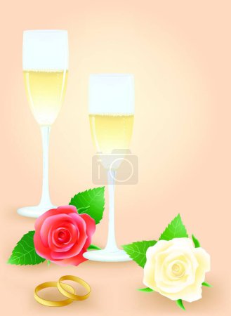 Téléchargez les illustrations : Deux roses. Carte de mariage - en licence libre de droit