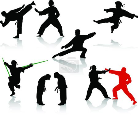 Ilustración de Siluetas de karate, ilustración vectorial simple - Imagen libre de derechos