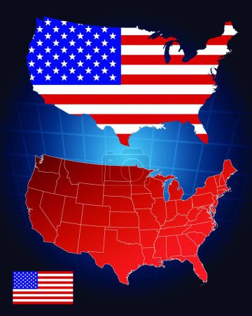 Téléchargez les illustrations : USA carte, web illustration simple - en licence libre de droit