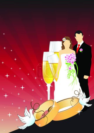 Ilustración de Fondo de la boda, ilustración vectorial de color - Imagen libre de derechos