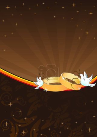 Illustration for Wedding background with rings, graphic vector illustration - Royalty Free Image