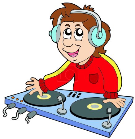 Ilustración de Dibujos animados DJ boy vector ilustración - Imagen libre de derechos