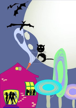 Téléchargez les illustrations : Fête d'Halloween, illustration vectorielle colorée - en licence libre de droit