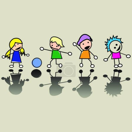 Illustration for Happy little children, vector simple design - Royalty Free Image