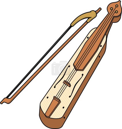 Illustration for Kemenche instrument, vector simple design - Royalty Free Image