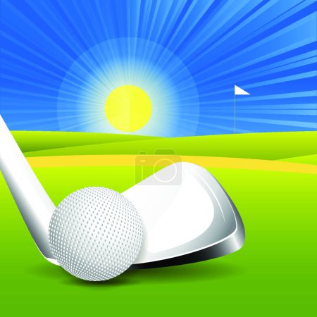 Illustration for Golf ball with golf club, vector simple design - Royalty Free Image