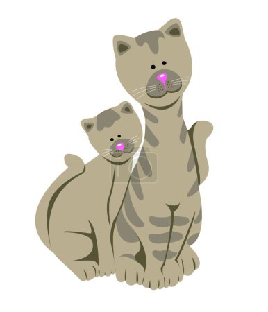 Illustration for Funny cat figures, vector simple design - Royalty Free Image
