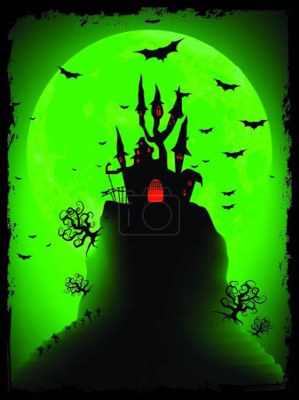 Illustration for "Scary halloween vector with magical abbey. EPS 8" - Royalty Free Image