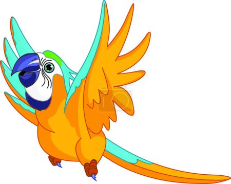 Téléchargez les illustrations : Perroquet volant, illustration vectorielle colorée - en licence libre de droit