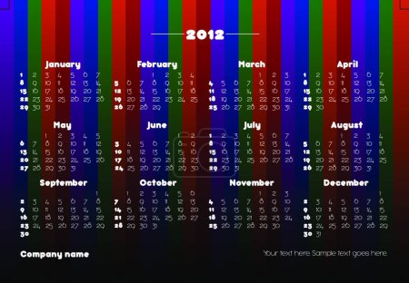 Ilustración de 2012 calendario, ilustración vectorial gráfica - Imagen libre de derechos