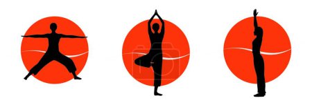 Illustration for Yoga silhouettes, graphic vector illustration - Royalty Free Image