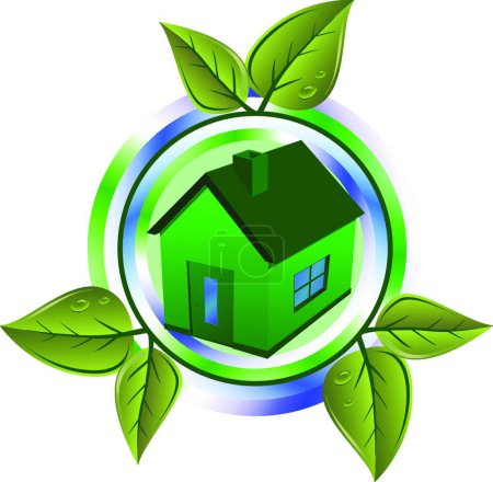 Ilustración de Eco casa verde, ilustración vectorial - Imagen libre de derechos