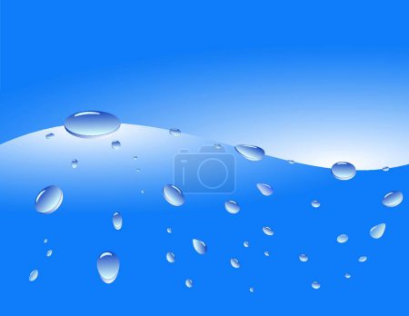 Ilustración de Ilustración de gotas de agua líquidas azules, fondo para espacio de copia - Imagen libre de derechos