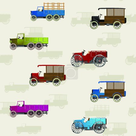 Téléchargez les illustrations : Illustration vectorielle de modèle de voitures anciennes - en licence libre de droit