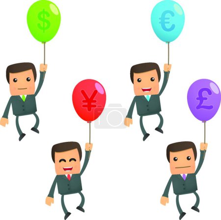 Illustration for Businessman flying on a balloon, graphic vector illustration - Royalty Free Image