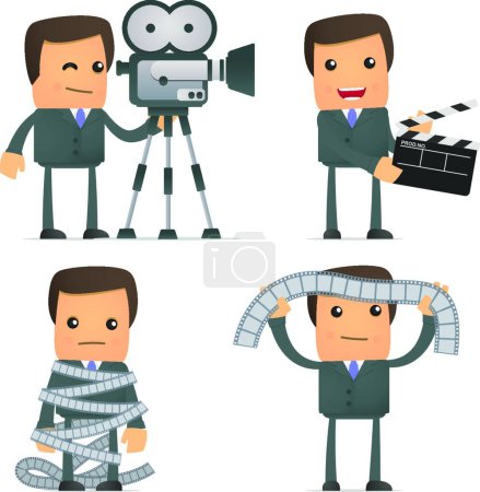 Illustration for Funny cartoon businessman and cinema - Royalty Free Image