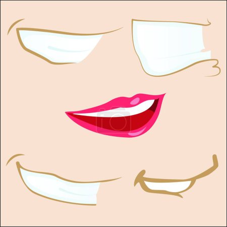 Illustration for Set of 5 cartoon mouths - Royalty Free Image