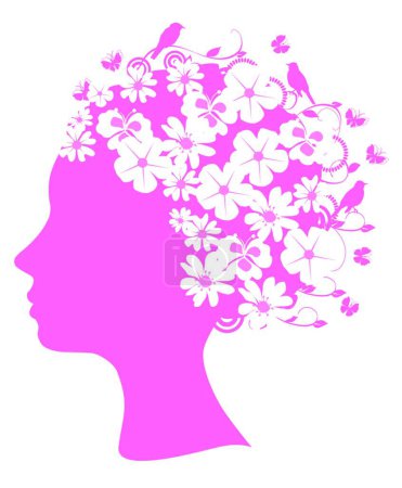 Téléchargez les illustrations : "tête florale "illustration vectorielle colorée - en licence libre de droit