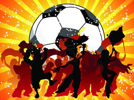 Illustration for "Huge Crowd Celebrating Soccer Game. " colorful vector illustration - Royalty Free Image