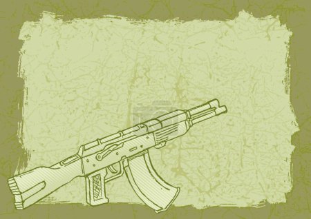 Illustration for "Firearm on grunge" colorful vector illustration - Royalty Free Image