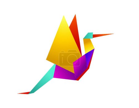 Ilustración de Cigüeña de origami de colores vibrantes - Imagen libre de derechos