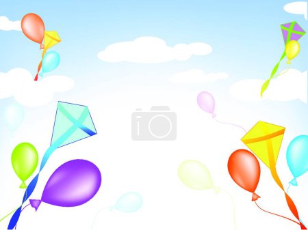Téléchargez les illustrations : "ciel de vacances "illustration vectorielle colorée - en licence libre de droit