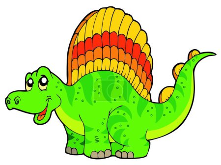 Téléchargez les illustrations : "Dessin animé petit dinosaure "illustration vectorielle colorée - en licence libre de droit