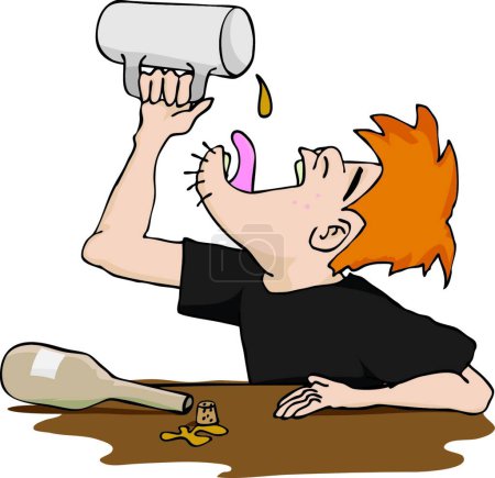 Téléchargez les illustrations : "Drunkard's Empty Mug "illustration vectorielle colorée - en licence libre de droit