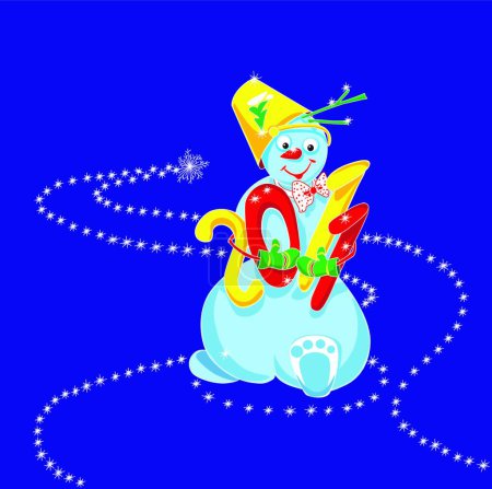 Illustration for "2011, snowman" colorful vector illustration - Royalty Free Image