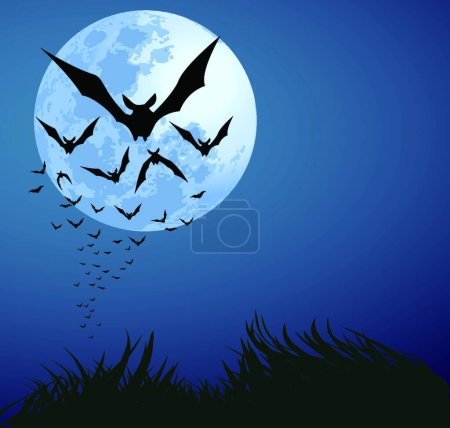 Téléchargez les illustrations : "nuit d'Halloween "illustration vectorielle colorée - en licence libre de droit