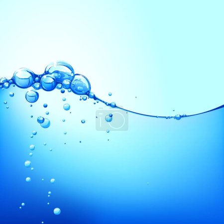 Téléchargez les illustrations : Vague d'eau avec bulles - en licence libre de droit