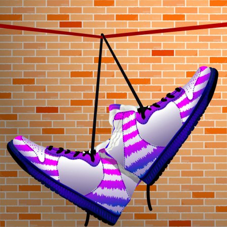 Ilustración de "zapatos colgantes "vector colorido ilustración - Imagen libre de derechos