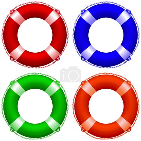 Illustration for "life buoy collection" colorful vector illustration - Royalty Free Image