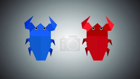 Téléchargez les illustrations : Origami Bugs, illustration vectorielle colorée - en licence libre de droit