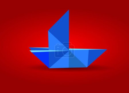 Téléchargez les illustrations : Origami Bateau, illustration vectorielle simple - en licence libre de droit