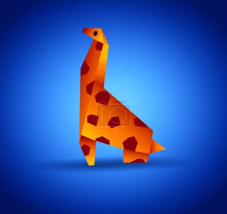 Téléchargez les illustrations : Origami Girafe, illustration vectorielle colorée - en licence libre de droit