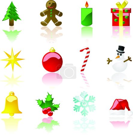 Ilustración de Iconos de Navidad, ilustración vectorial colorido - Imagen libre de derechos
