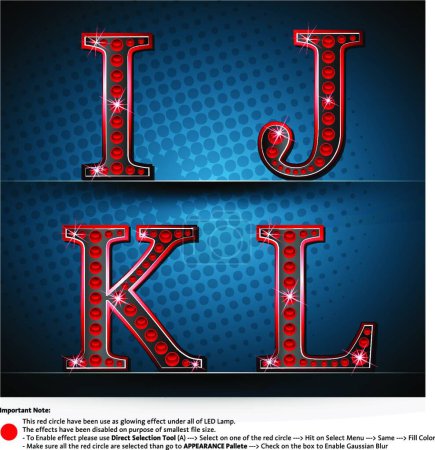 Ilustración de Conjunto de letras rojas con lámpara led - Imagen libre de derechos