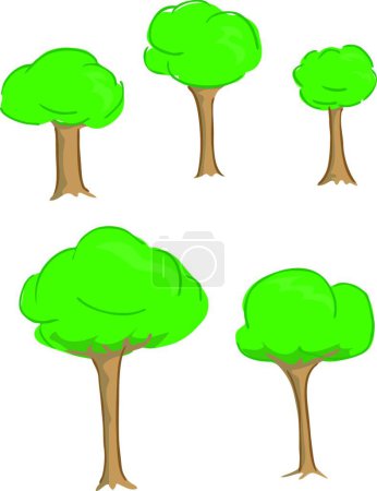 Téléchargez les illustrations : Illustration vectorielle des arbres pelucheux mignons - en licence libre de droit