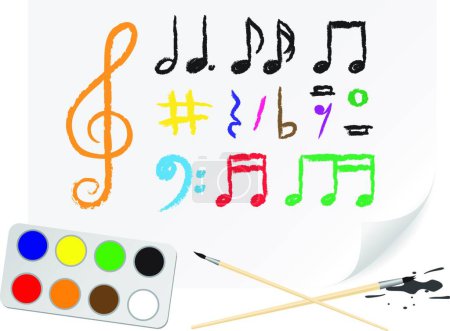 Illustration for Drawing music notes vector illustration - Royalty Free Image