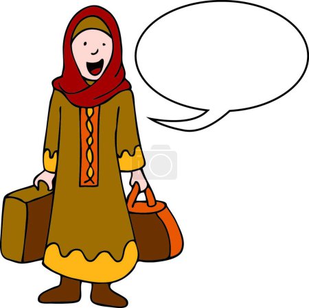 Téléchargez les illustrations : Illustration vectorielle de voyageuse musulmane - en licence libre de droit