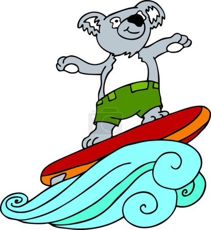 Illustration for Koala Surfing vector illustration - Royalty Free Image
