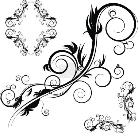 Ilustración de "Decorativo antiguo florece "vector de ilustración - Imagen libre de derechos