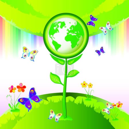 Illustration for "Eco Earth flowers" colorful vector illustration - Royalty Free Image