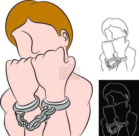 Illustration for "Man in Handcuffs" colorful vector illustration - Royalty Free Image