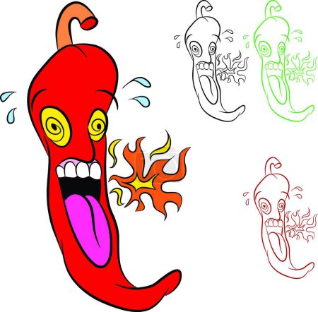 Illustration for "Hot Chili Pepper" colorful vector illustration - Royalty Free Image